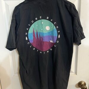 Nature Backs Black Graphic Outdoor Adventure Tee | Size Large